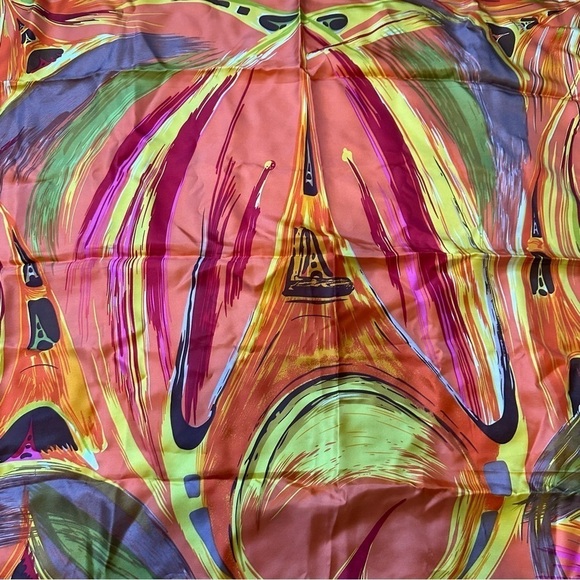 Hermes La Tour Eiffel S’Envole Silk Printed Scarf With Bag New - Picture 2 of 7